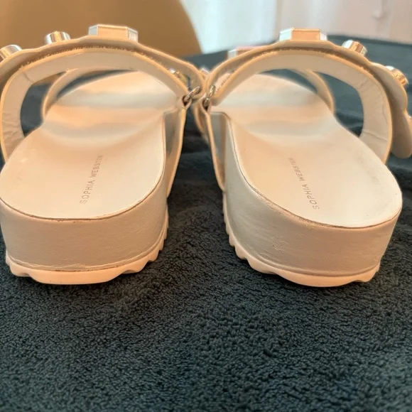 SOPHIA WEBSTER White Leather Pastel GEM Dad Sandals! Great gently used. 39 - Picture 5 of 10